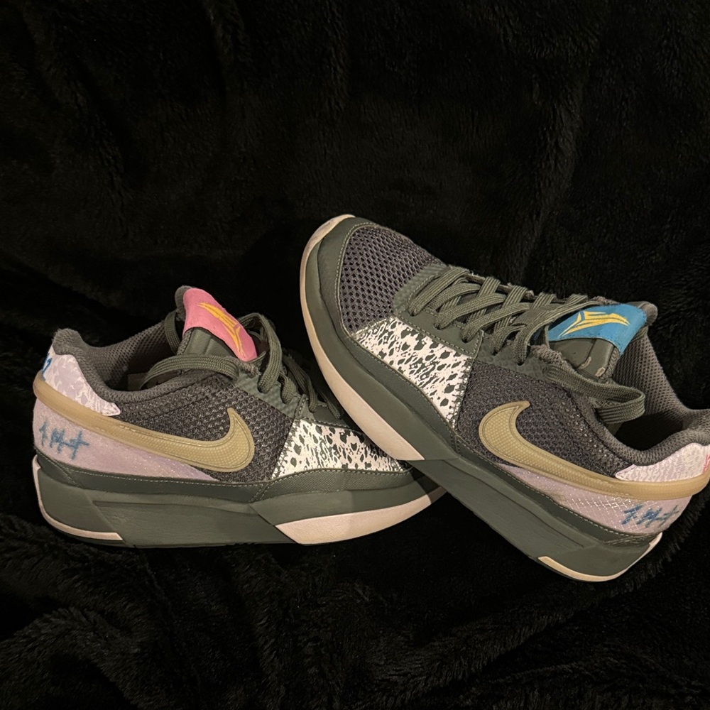 Nike JM 12 Gray Sneakers with Pink and Blue Details